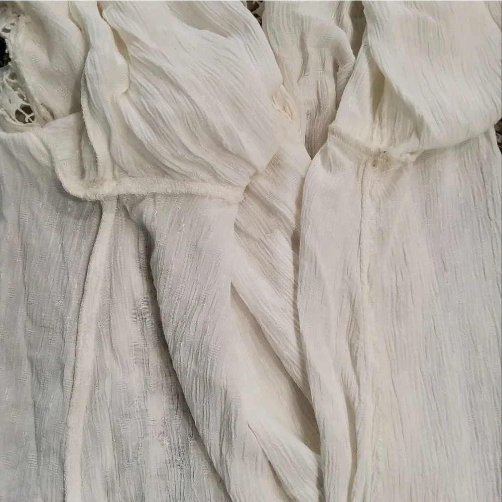 Free People The Best White Crochet  Blouse Size M